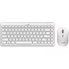 obrázek produktu GENIUS klávesnice+myš LuxeMate Q8000, bezdrátový, RETRO, CZ+SK layout, 2,4GHz, mini USB přijímač, bílá