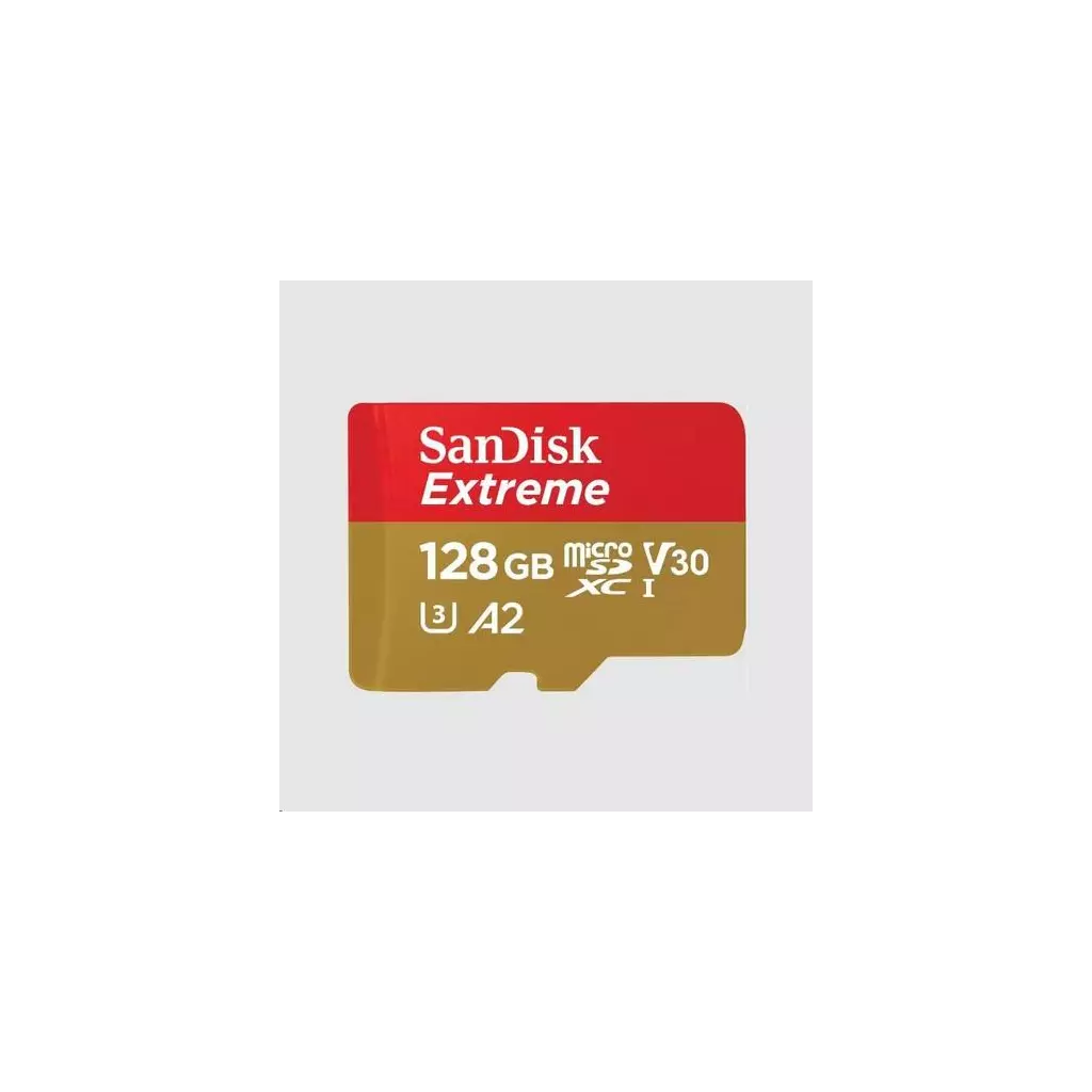 Obrázek produktu SANDISK micro SDXC karta 128GB Extreme +SD adapter (190 MB/s & 90MB/s A2 Class 10, UHS-I U3 V30)