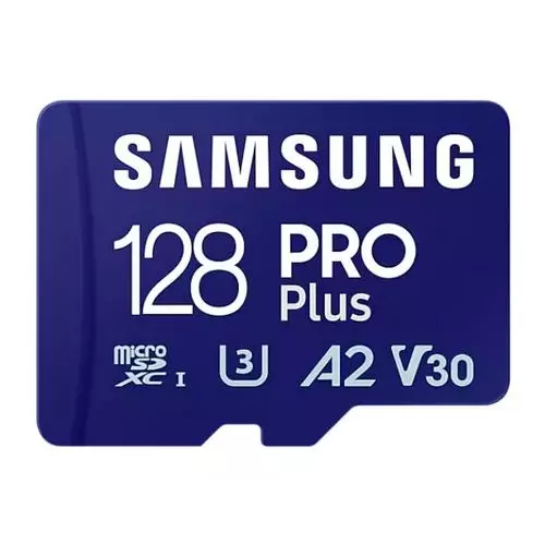 obrázek produktu SAMSUNG micro SD card SDXC 128GB PRO PLUS class10 UHS-I U3 V30 (+ 1x adapter microSD na SD)