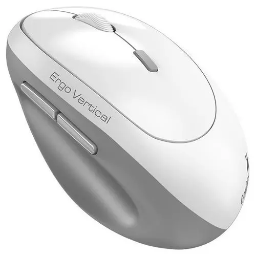 obrázek produktu GENIUS myš Ergo 8350S bílo-šedá bezdrátová, optická, vertikální, 2400DPI, 6 tlačítek, tichá, Copilot, 2,4GHz, Bluetooth 5.3