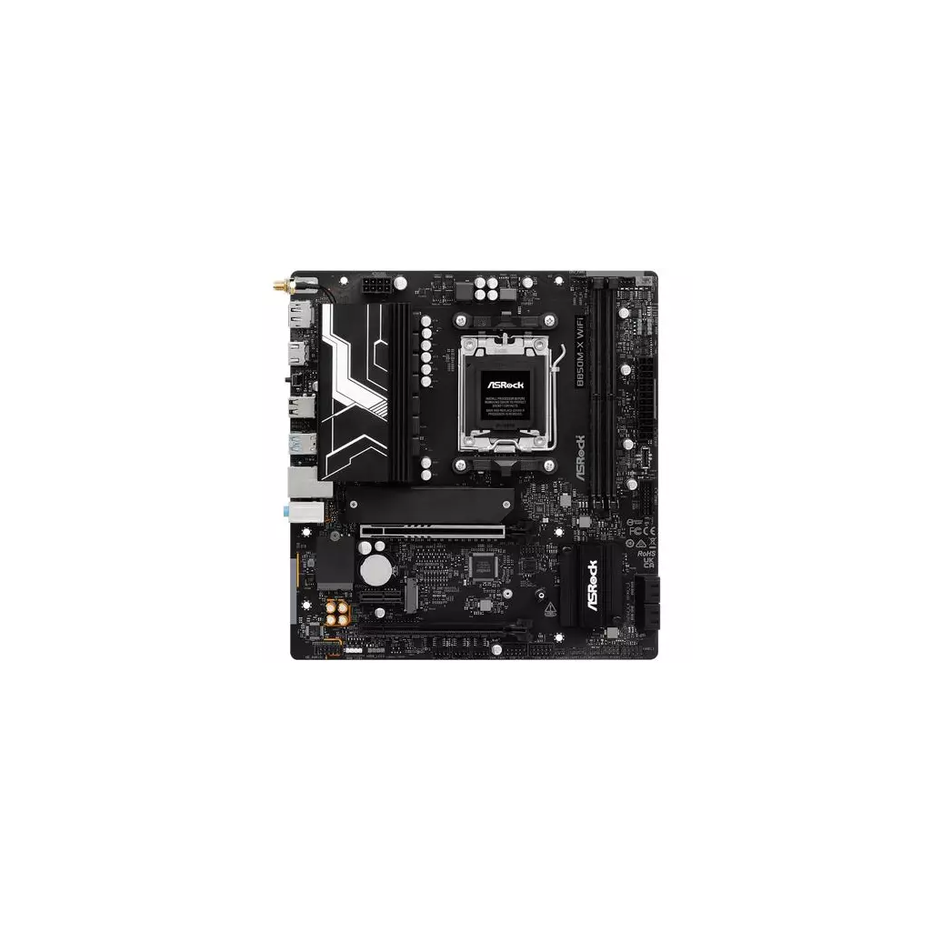 Obrázek produktu ASROCK B850M-X WIFI R2.0 (AM5, amd B850, 2xDDR5, PCIE 5.0, HDMI, 4xSATA3 +2xM.2, USB3.2 G2, GLAN 2,5G, mATX)