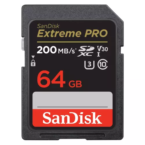 obrázek produktu SanDisk Extreme PRO 64GB SDXC Memory Card 200MB/s and 90MB/s, UHS-I, Class 10, U3, V30