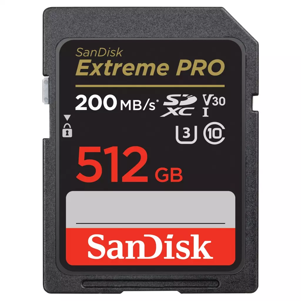 Obrázek produktu SanDisk Extreme PRO 512GB SDXC Memory Card 200MB/s and 140MB/s, UHS-I, Class 10, U3, V30