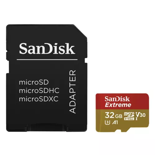 obrázek produktu SanDisk Extreme micro SDHC 32 GB 100 MB/s A1 Class 10 UHS-I V30,adapter,akční kamery 