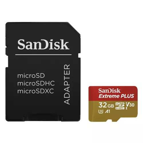 obrázek produktu SanDisk Extreme Plus micro SDHC 32 GB 95 MB/s A1 Class 10 UHS-I V30, adapter 