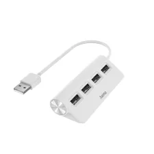 obrázek produktu Hama USB hub, 4 porty, USB 2.0, 480 Mbit/s, bílý