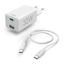 obrázek produktu Hama set: rychlá USB nabíječka USB-C PD/QC, USB-A, 32 W + kabel USB C-C 1 m