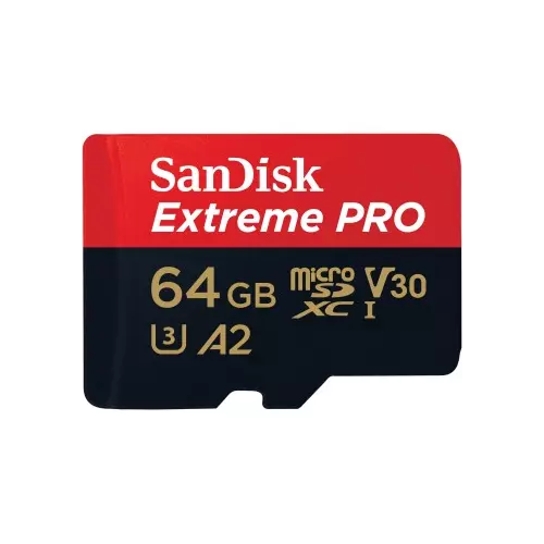 obrázek produktu SanDisk Extreme PRO microSDXC 64GB + SD Adapter 200MB/s and 90MB/s  A2 C10 V30 UHS-I U3