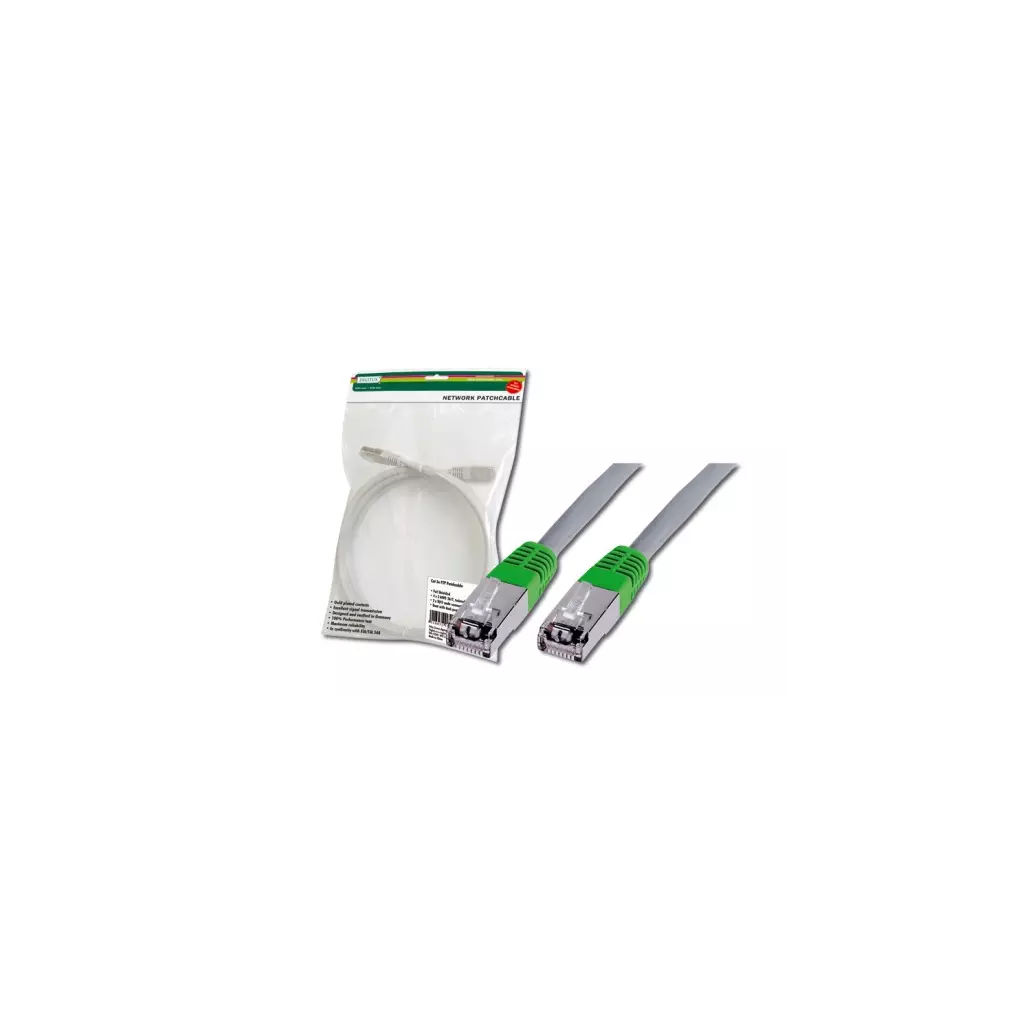 Obrázek produktu Digitus Patch Cable CROSS, FTP, CAT 5E, AWG 26/7, šedý/zelený, 3 m