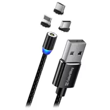 obrázek produktu Colorway Nabíjecí Kabel 3v1 Lightning+MicroUSB+USB-C/ Magnetic/ 2.4A/ Nylon/ 1m