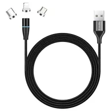 obrázek produktu Colorway Nabíjecí Kabel 3v1 Lightning+MicroUSB+USB-C/ Magnetic/ 2.4A/ Nylon/ Quick Charge 3.0/ 1m
