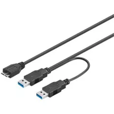 obrázek produktu PremiumCord kabel USB 3.0/ USB Micro B (M) na 2 x USB 3.0 A (M)/ 30cm/ černý