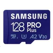 obrázek produktu Samsung paměťová karta 128GB PRO Plus micro SDXC CL10 U3 (č/z: až 180/až 130MB/s) + SD adaptér