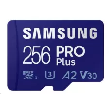 obrázek produktu Samsung paměťová karta 256GB PRO Plus micro SDXC CL10 U3 (č/z: až 180/až 130MB/s) + SD adaptér