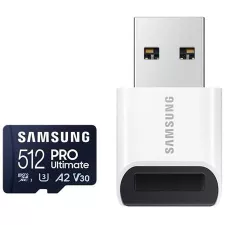 obrázek produktu Samsung paměťová karta 512GB PRO Ultimate CL10 Micro SDXC Grade 3 (č/z: až 200/130MBs) + USB Adaptér