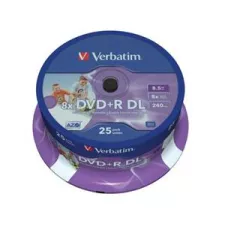 obrázek produktu VERBATIM DVD+R DL AZO 8,5GB, 8x, printable, spindle 25 ks