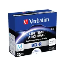 obrázek produktu VERBATIM M-DISC BD-R SL 25GB, 4x, printable, jewel case 5 ks