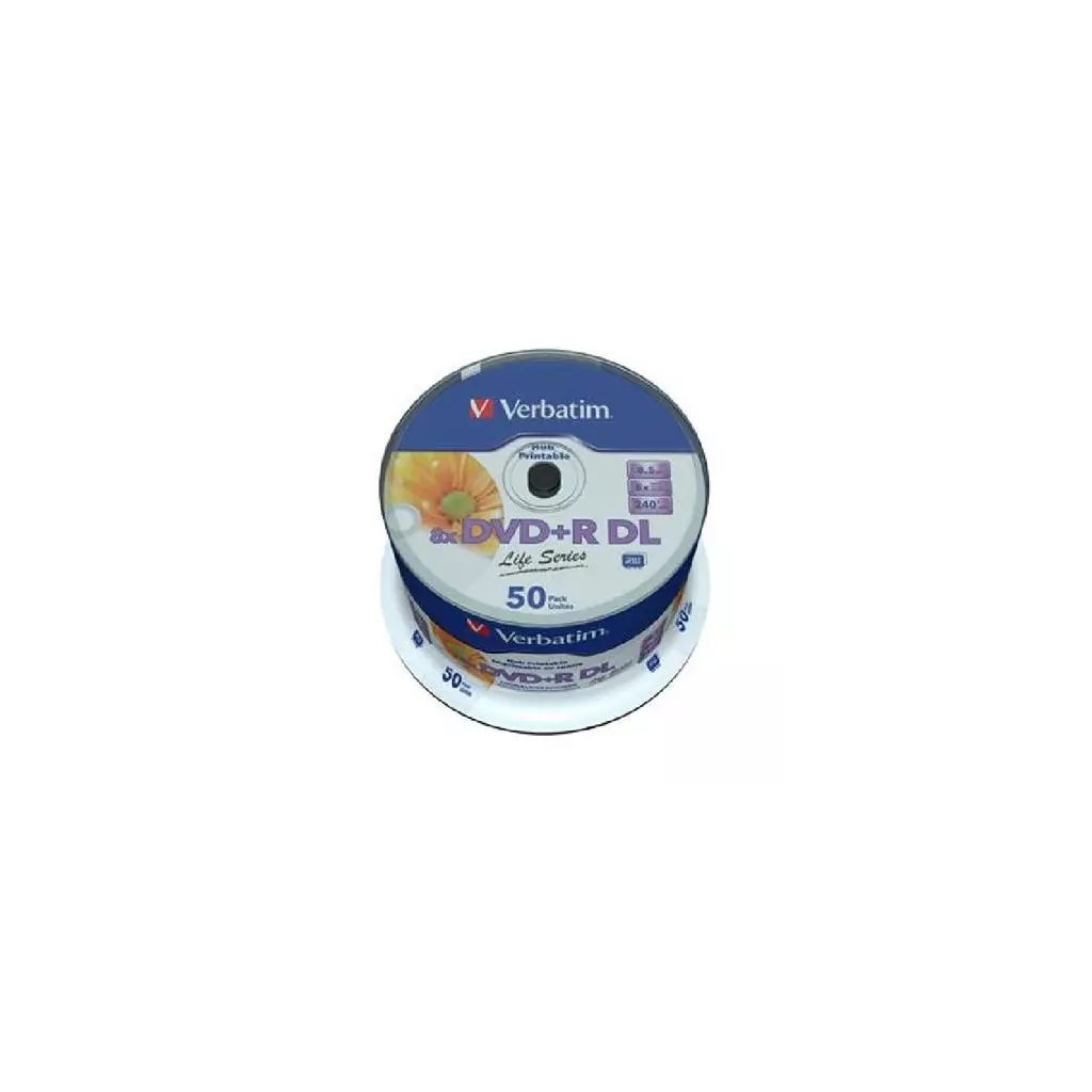 Obrázek produktu Verbatim DVD+R DL Printable Life Series 8x, 8,5 GB, 50 ks (Spindl)