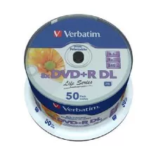 obrázek produktu VERBATIM DVD+R DL 8,5GB, 8x, printable, inverse stack, spindle 50 ks