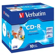 obrázek produktu VERBATIM CD-R AZO 700MB, 52x, printable, jewel case 10 ks