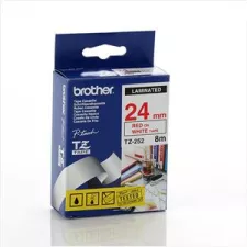 obrázek produktu Brother originální páska do tiskárny štítků, Brother, TZE-252, červený tisk/bílý podklad, laminovaná, 8m, 24mm