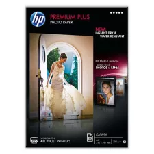 obrázek produktu HP Premium Plus Glossy Photo Paper, CR672A, foto papír, lesklý, bílý, A4, 300 g/m2, 20 ks, inkoustový