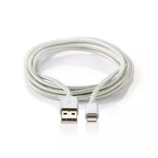 obrázek produktu NEDIS PROFIGOLD Lightning/USB 2.0 kabel/ Apple Lightning 8pinový - USB-A zástrčka/ nylon/ stříbrný/ BOX/ 3m