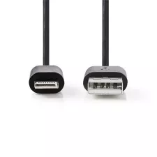 obrázek produktu Lightning Kabel | USB 2.0 | Apple Lightning 8pinový | USB-A Zástrčka | 480 Mbps | Poniklované | 1.00 m | Kulatý | PVC | Černá | Box