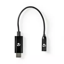 obrázek produktu NEDIS USB-C adaptér/ USB-C zástrčka – 3,5 mm jack zásuvka + USB-C zásuvka/ černý/ box/ 15cm