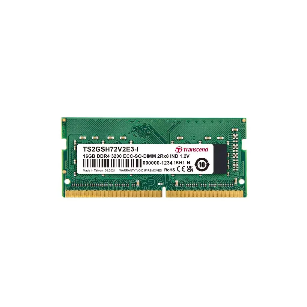 Obrázek produktu Transcend paměť 16GB Industrial ECC SODIMM DDR4 3200 1Rx8 2Gx8 CL22 1.2V