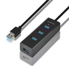 obrázek produktu AXAGON HUE-S2BL, 4x USB3.0 CHARGING hub 1.2m kabel, micro USB nap. konektor