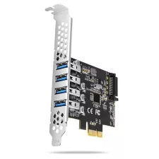obrázek produktu AXAGON PCEU-43RS, PCIe řadič, 4x USB 3.2 Gen 1 port, 5 Gbps, napájení z PCIe nebo SATA, SP & LP