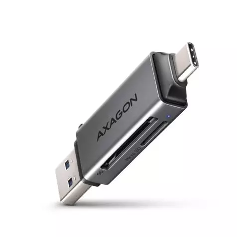 obrázek produktu AXAGON CRE-DAC, USB-C + USB-A, 5 Gbps - MINI čtečka karet, 2-slot & lun SD/microSD, podpora UHS-I