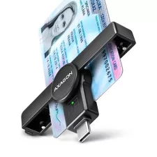 obrázek produktu AXAGON CRE-SMPC Skládací kapesní USB-C čtečka kontaktních Smart karet. Vhodná pro aplikaci eObčanka