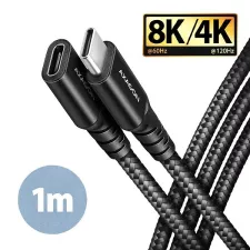 obrázek produktu AXAGON BUCM32-CF10AB prodlužovací kabel USB-C (M) <-> USB-C (F), 1m, USB 20Gbps, PD 240W 5A, 8K HD, ALU, oplet, černý