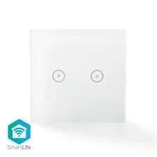 obrázek produktu SmartLife nástěnný vypínač | Wi-Fi | Dvojitý | Nástěnný Držák | 1000 W | Android™ / IOS | Sklo | Bílá