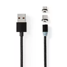obrázek produktu NEDIS USB 2.0 kabel/ USB-A Zástrčka - USB micro-B zástrčka/USB-C zástrčka/ magnet konektory/ černý/ blistr/ 2 m