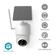 obrázek produktu NEDIS IP kamera 4G solární/ venkovní/ IP65/ Wi-Fi/ 1080p/ PIR senzor/ USB-C/ microSD/ noční vidění/ Android/ iOS/ bílá