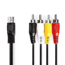 obrázek produktu NEDIS redukční audio kabel DIN/ 5pin zástrčka DIN - 4× zástrčka RCA/ černý/ bulk/ 1m