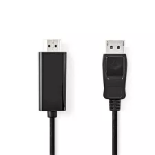 obrázek produktu NEDIS kabel DisplayPort - HDMI/ zástrčka DisplayPort - zástrčka HDMI/ černý/ bulk/ 2m