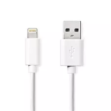 obrázek produktu Lightning Kabel | USB 2.0 | Apple Lightning 8pinový | USB-A Zástrčka | 480 Mbps | Poniklované | 1.00 m | Kulatý | PVC | Bílá | Label