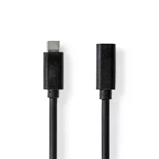 obrázek produktu NEDIS prodlužovací kabel USB 3.2 Gen 1/ USB-C zástrčka - USB-C zásuvka/ kulatý/ černý/ bulk/ 1m