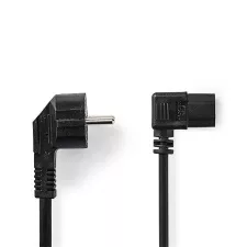 obrázek produktu NEDIS napájecí kabel 230V/ přípojný 10A/ úhlový konektor IEC-320-C13/ úhlová zástrčka Schuko/ černý/ bulk/ 2m