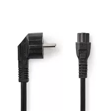 obrázek produktu NEDIS napájecí kabel/ Typ F Zástrčka - IEC-320-C5/ přímý/ úhlový/ trojlístek/ černý/ bulk/ 2m