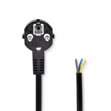 obrázek produktu NEDIS napájecí kabel/ Typ F zástrčka - otevřený/ přímý/ úhlový/ černý/ bulk/ 3m