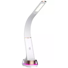 obrázek produktu IMMAX LED stolní lampička CORELLA/ Qi nabíjení/ 7W/ 5V/2,1 A/ RGB podsvícení/ stmívatelná/ USB/ bílá + zlaté prvky
