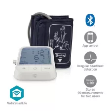 obrázek produktu NEDIS chytrý tlakoměr/ Rameno/ Bluetooth/ LCD displej/ detekce nepravidelného srdečního tepu/ detekce nošení manžety/ in
