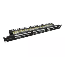 obrázek produktu Solarix SX24L-6-UTP-BK-N - Patch panel se správou kabelů - CAT 6 - UTP - RJ-45 X 24 - černá - 1U - 19&quot;