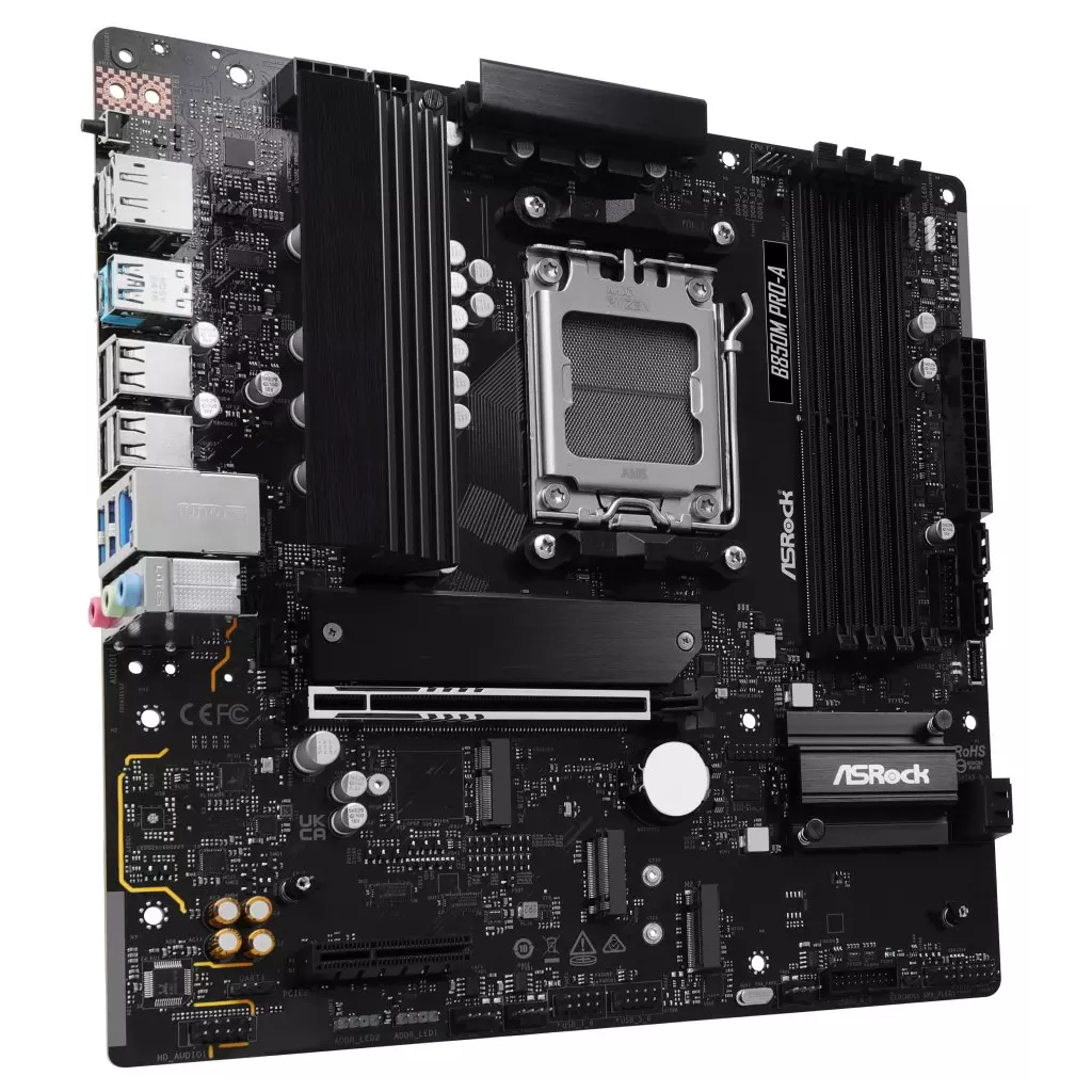 Obrázek produktu ASRock B850M Pro-A AMD B850 AM5 4x DDR5 DIMM 3x M.2 HDMI DP USB-C mATX