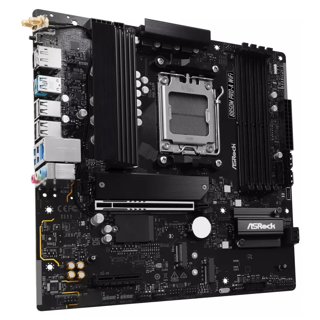 Obrázek produktu ASRock B850M Pro-A WiFi AMD B850 AM5 4x DDR5 DIMM 3x M.2 HDMI DP USB-C WiFi mATX